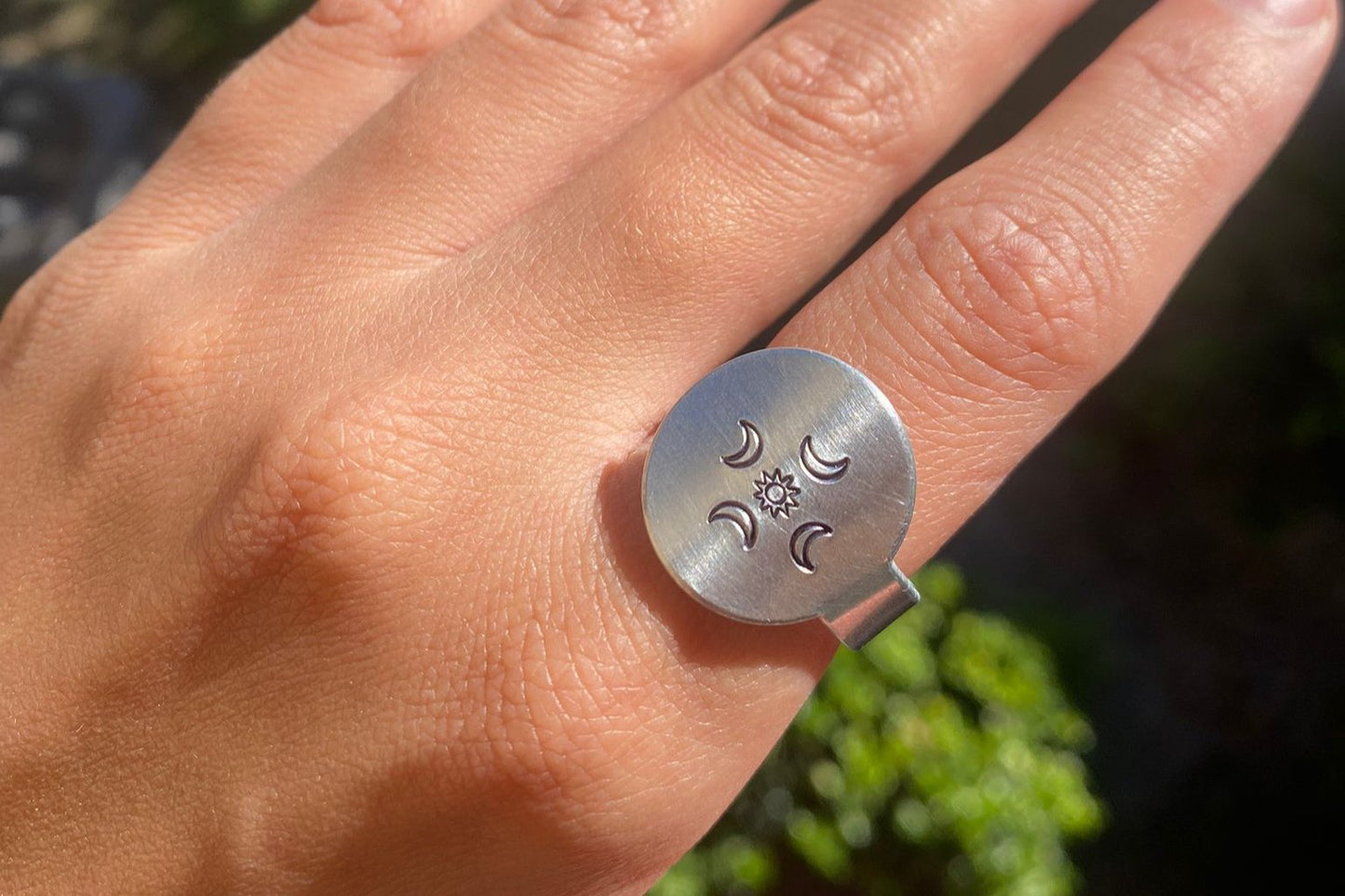 Moon and sun ring
