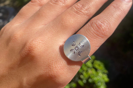 Moon and sun ring